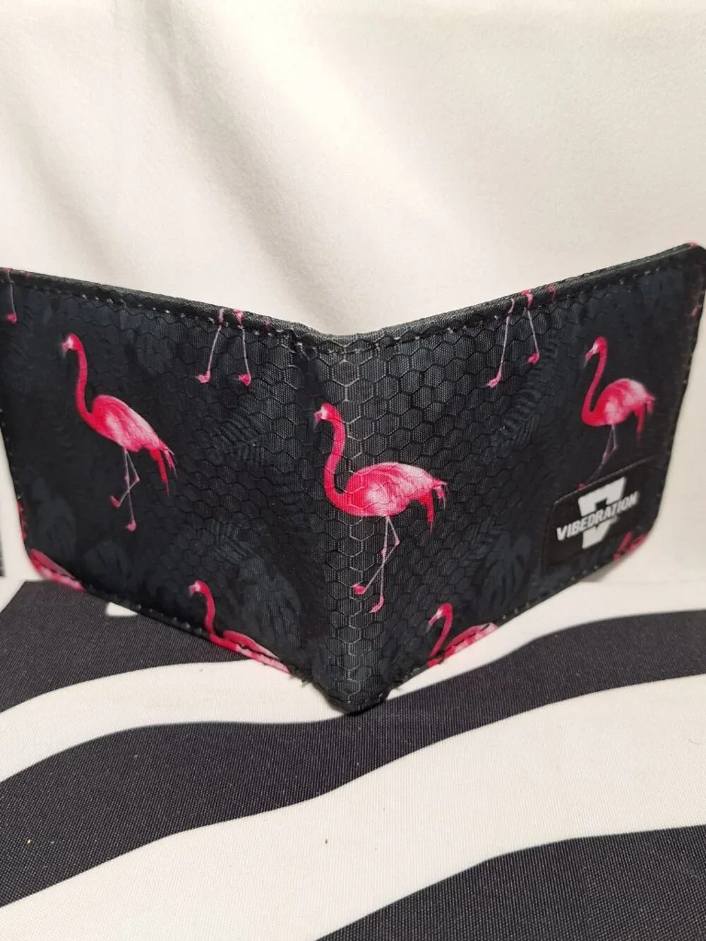 Vibedration Card Holder Folding Wallet - Flamingos - Used